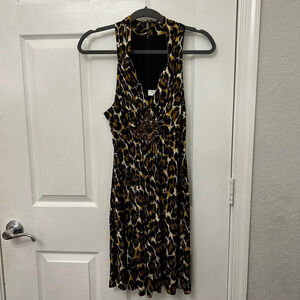 Trina Turk Silk Leopard animal Print summer Dress 10